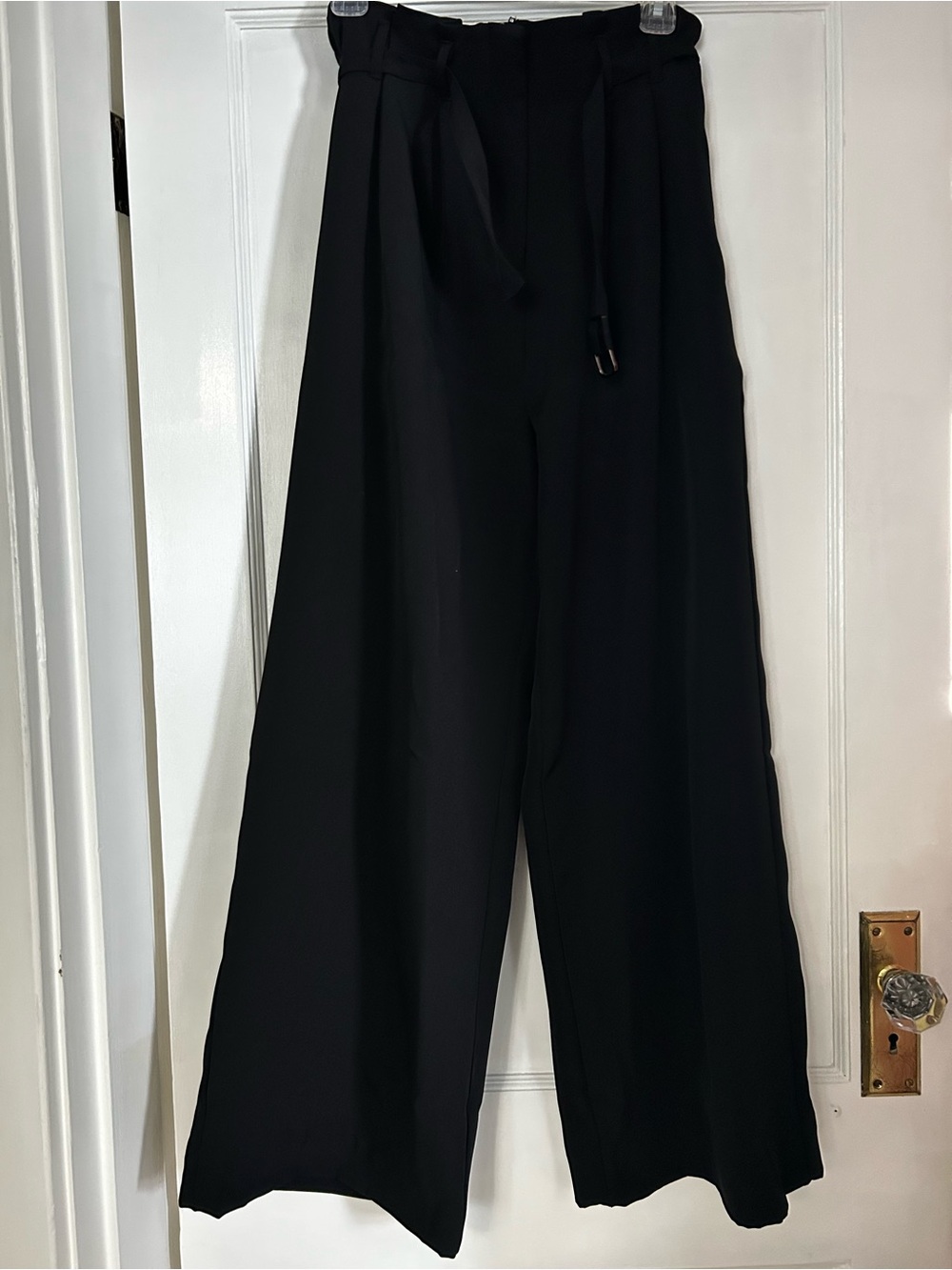 Lulu's Black Wide Leg Paperbag Waist Pants